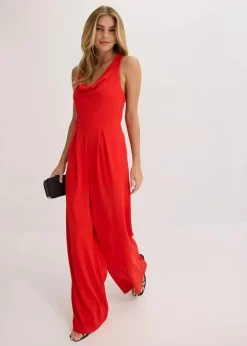 Discount Jumpsuit mit Wasserfallausschnitt Damen Jumpsuits
