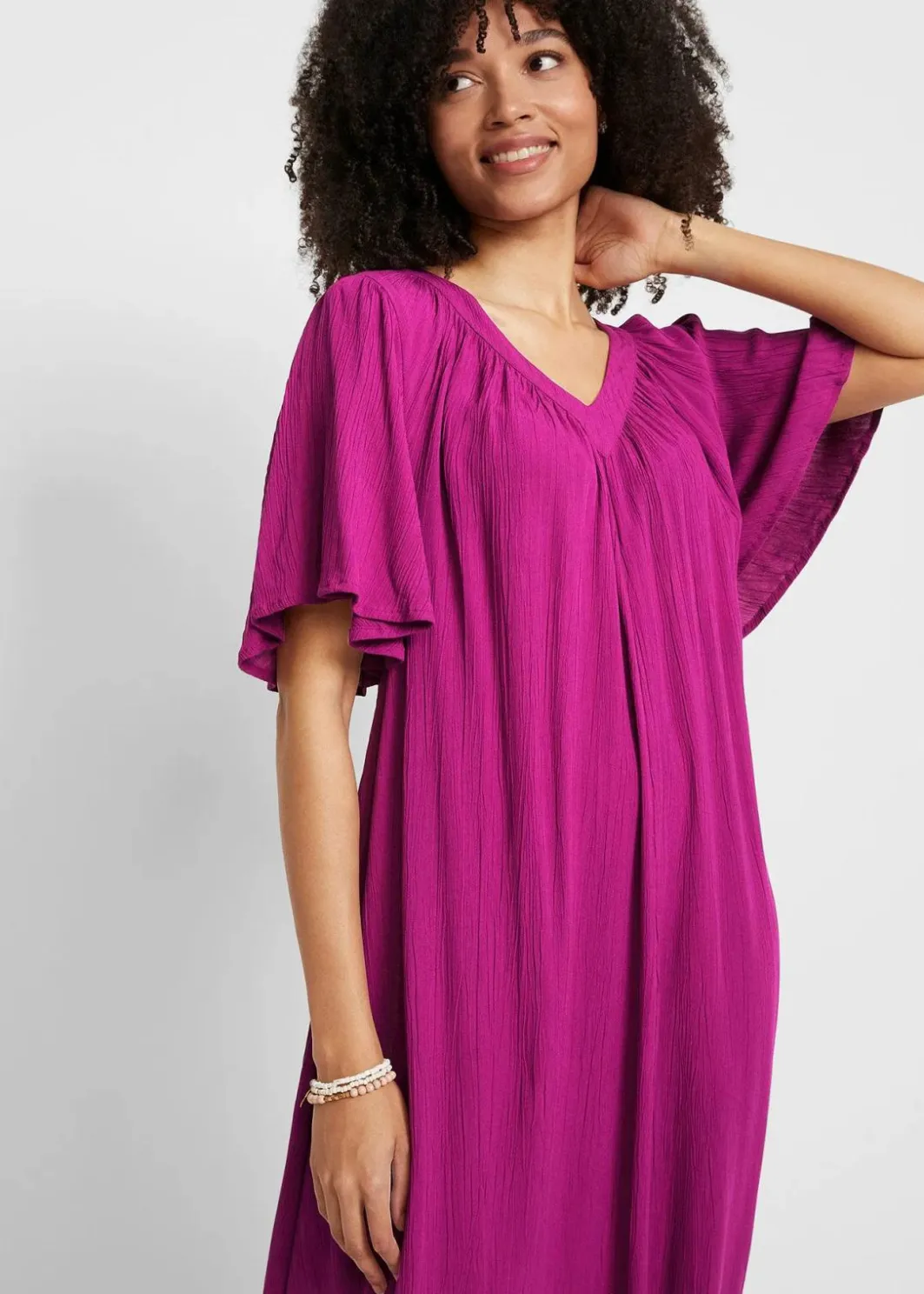 Damen bonprix Kleider|Bekleidung·Pullover & Strickjacken|Kaftan-Kleid aus Kreppware