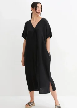 Damen bonprix Bekleidung·Pullover & Strickjacken|Kleider|Kaftan-Kleid aus reinem Leinen