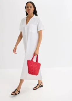 Damen bonprix Kleider|Bekleidung·Pullover & Strickjacken|Kaftan-Kleid aus weichem Musselin