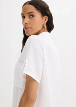Damen bonprix Kleider|Bekleidung·Pullover & Strickjacken|Kaftan-Kleid aus weichem Musselin