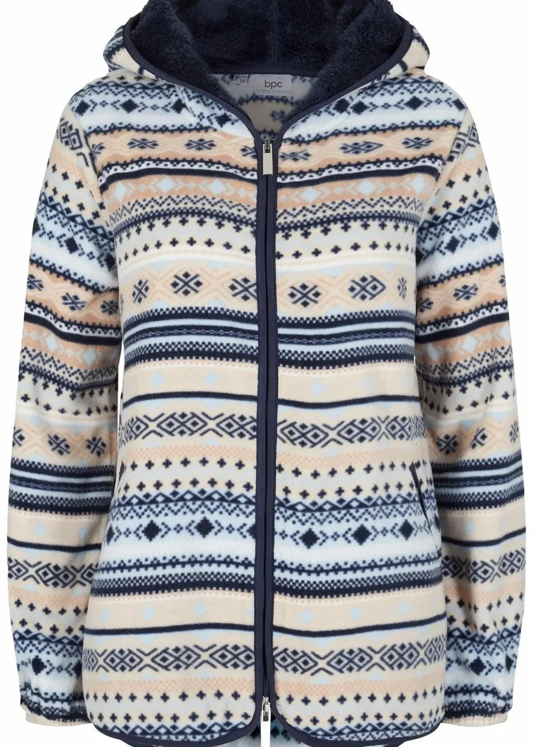 Discount Kapuzen-Fleecejacke mit Norweger-Muster Damen Bekleidung·Blusen & Tuniken|Bekleidung·Hosen
