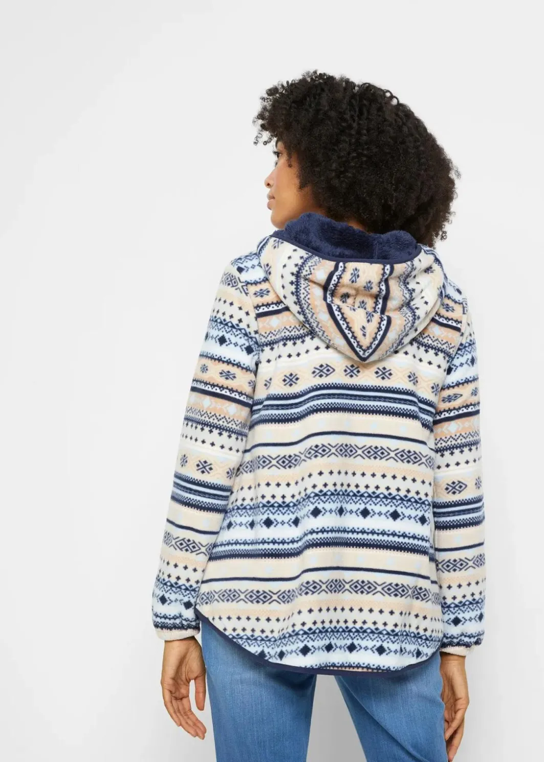 Discount Kapuzen-Fleecejacke mit Norweger-Muster Damen Bekleidung·Blusen & Tuniken|Bekleidung·Hosen