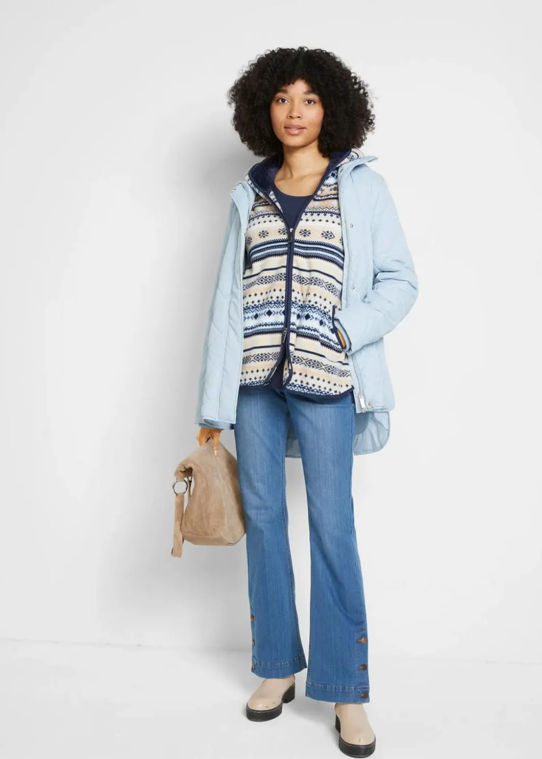Discount Kapuzen-Fleecejacke mit Norweger-Muster Damen Bekleidung·Blusen & Tuniken|Bekleidung·Hosen