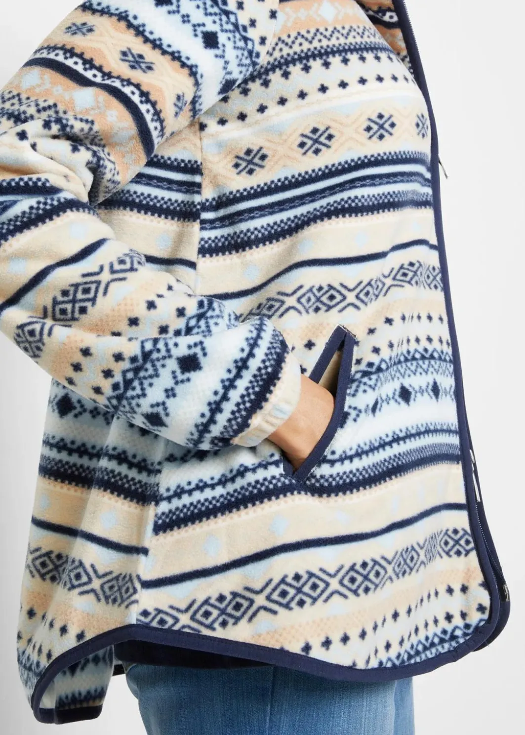 Discount Kapuzen-Fleecejacke mit Norweger-Muster Damen Bekleidung·Blusen & Tuniken|Bekleidung·Hosen