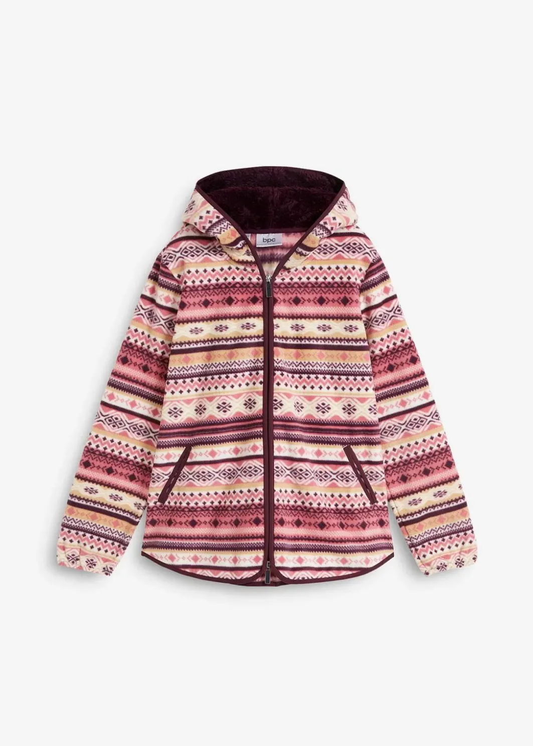 Clearance Kapuzen-Fleecejacke mit Norweger-Muster Damen Jacken & Mäntel|Sweat