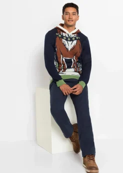 Herren bonprix Große Größen|Pullover & Strickjacken|Kapuzen-Pullover mit Weihnachtsmotiv aus recyceltem Polyester
