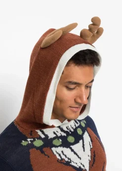 Herren bonprix Große Größen|Pullover & Strickjacken|Kapuzen-Pullover mit Weihnachtsmotiv aus recyceltem Polyester