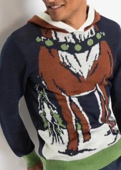 Herren bonprix Große Größen|Pullover & Strickjacken|Kapuzen-Pullover mit Weihnachtsmotiv aus recyceltem Polyester