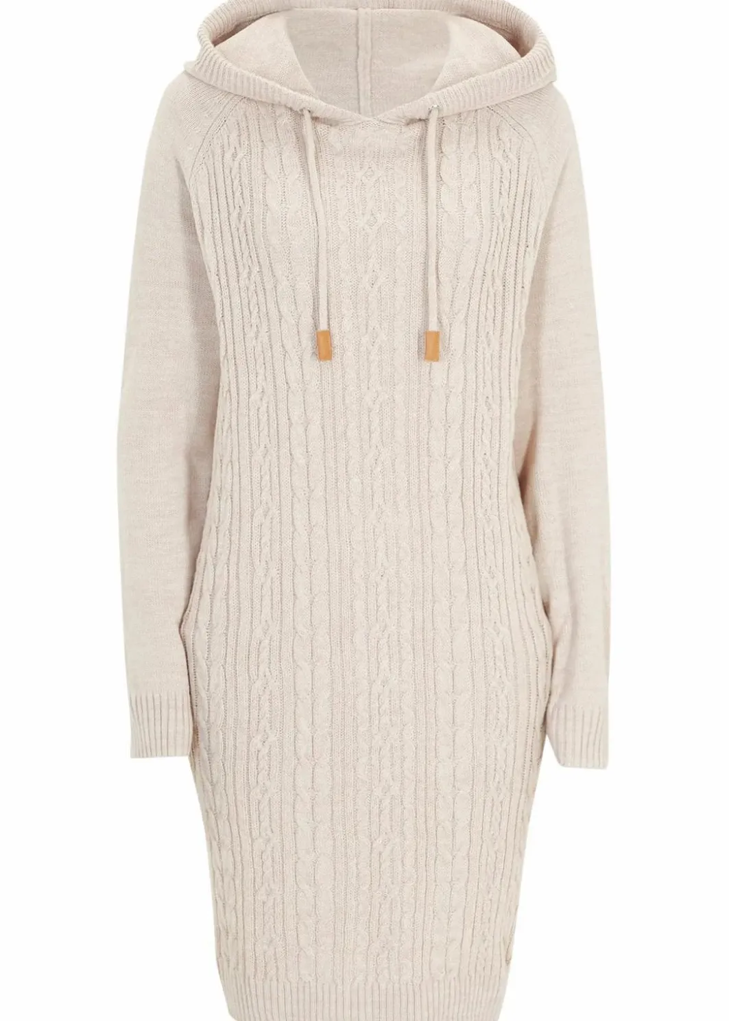 Damen bonprix Bekleidung·Umstandsmode|Bekleidung·Pullover & Strickjacken|Kapuzen-Strickkleid mit Zopfmuster