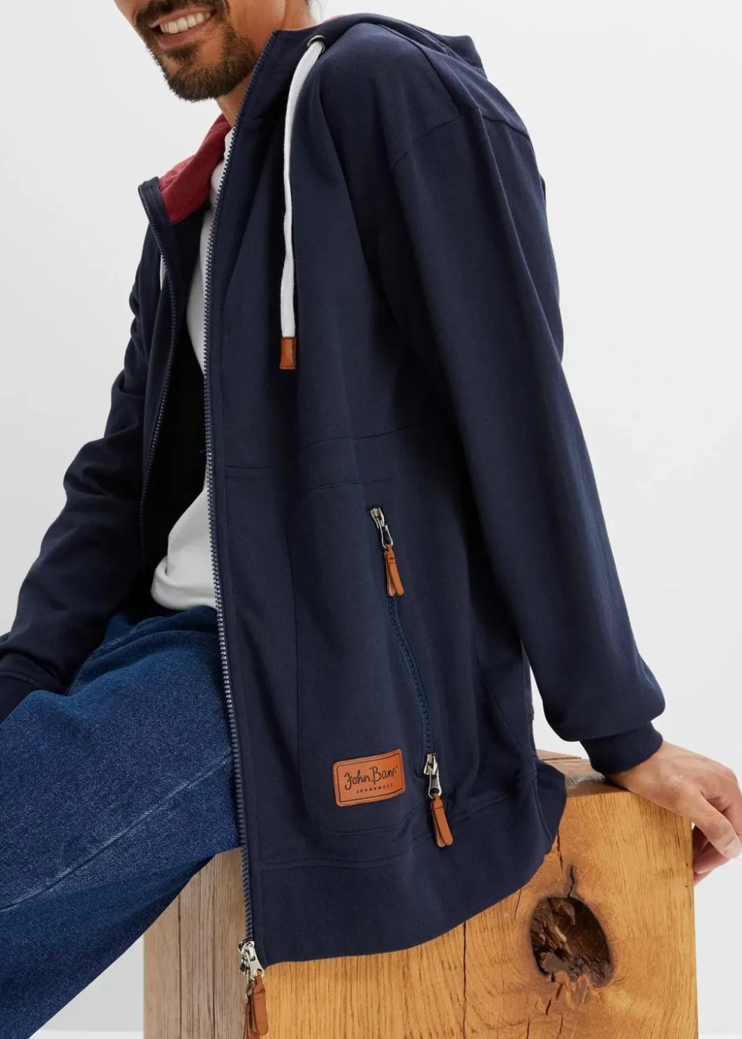 Sale Kapuzen-Sweatjacke aus weichem Baumwoll-Mix, Loose Fit Herren Große Größen|Sweat
