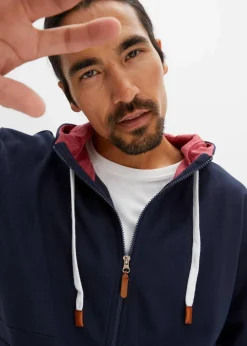 Sale Kapuzen-Sweatjacke aus weichem Baumwoll-Mix, Loose Fit Herren Große Größen|Sweat