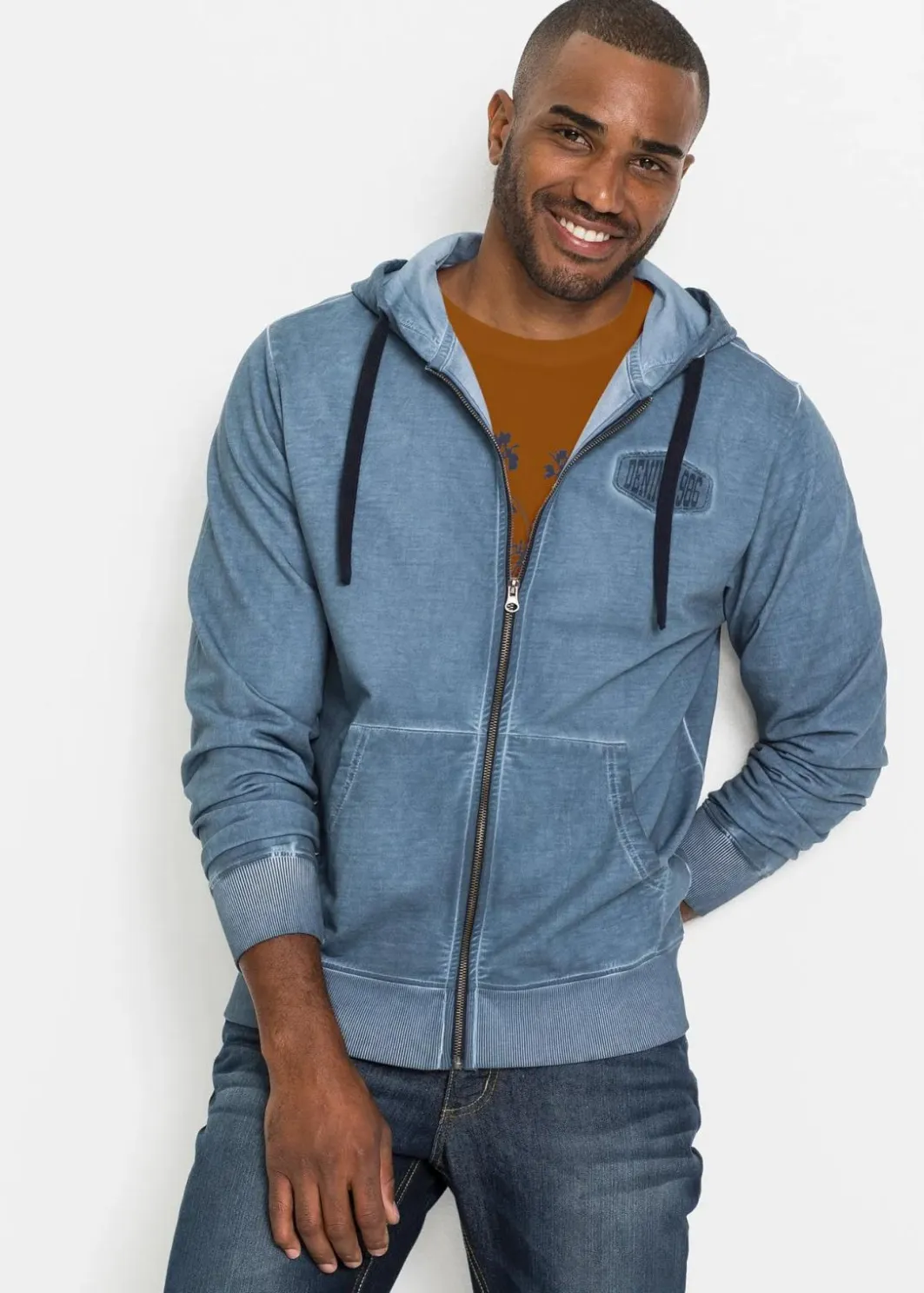 Best Kapuzen-Sweatjacke in ausgewaschener Optik Herren Große Größen|Sweat