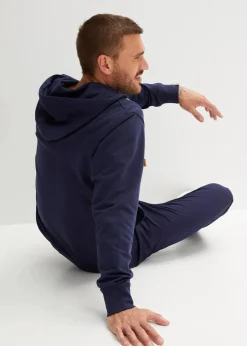 New Kapuzen-Sweatjacke mit Lederimitat-Details Herren Große Größen|Sweat