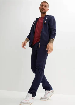 New Kapuzen-Sweatjacke mit Lederimitat-Details Herren Große Größen|Sweat
