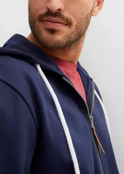 New Kapuzen-Sweatjacke mit Lederimitat-Details Herren Große Größen|Sweat