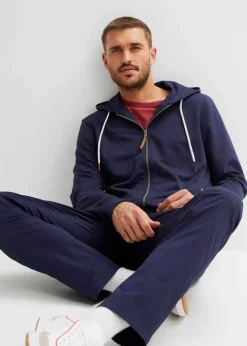 New Kapuzen-Sweatjacke mit Lederimitat-Details Herren Große Größen|Sweat