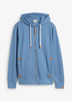 Herren bonprix Sweat|Große Größen|Kapuzen-Sweatjacke mit Lederimitat-Details