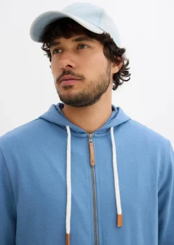 Herren bonprix Sweat|Große Größen|Kapuzen-Sweatjacke mit Lederimitat-Details