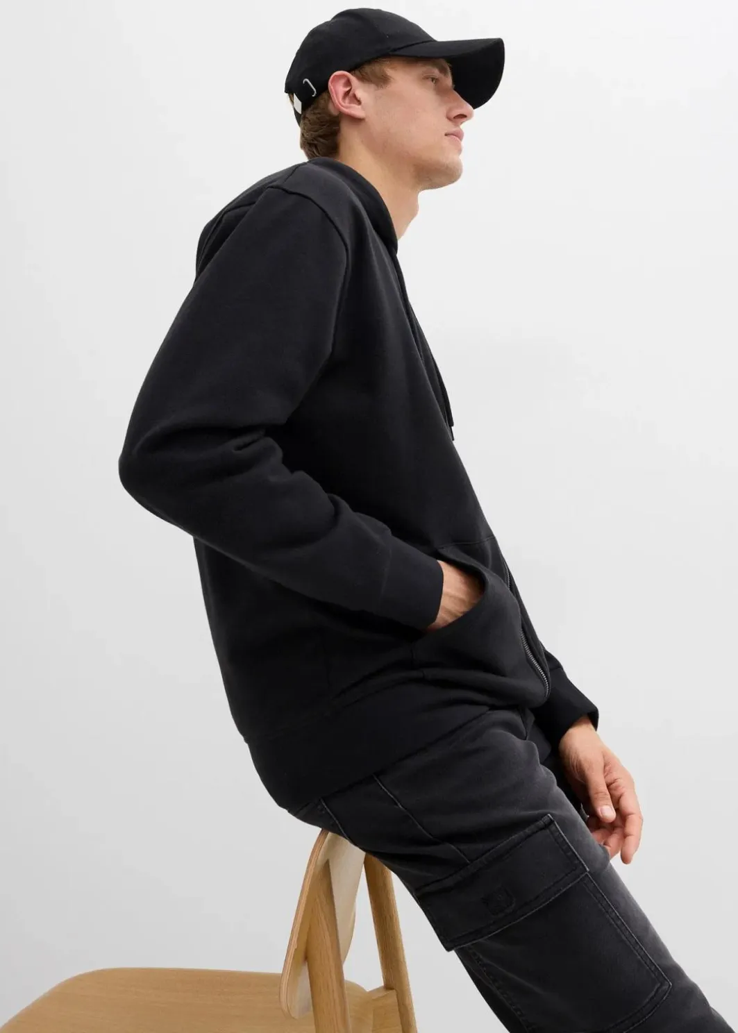 Herren bonprix Große Größen|Basics|Kapuzen-Sweatjacke mit reiner Baumwolle, Loose Fit