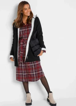 New Kapuzen-Sweatjacke mit Teddyfell Damen Bekleidung·Blusen & Tuniken|Sweat