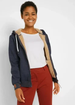 Damen bonprix Sweat|Bekleidung·Blusen & Tuniken|Kapuzen-Sweatjacke mit Teddyfutter