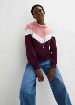 Damen bonprix Bekleidung·Blusen & Tuniken|Nachhaltigere Materialien|Kapuzensweatshirt mit großem Kragen