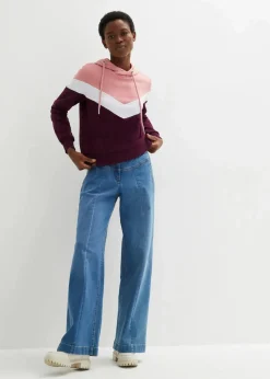 Damen bonprix Bekleidung·Blusen & Tuniken|Nachhaltigere Materialien|Kapuzensweatshirt mit großem Kragen