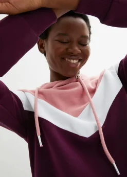 Damen bonprix Bekleidung·Blusen & Tuniken|Nachhaltigere Materialien|Kapuzensweatshirt mit großem Kragen
