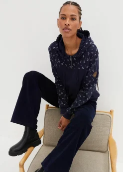 Damen bonprix Nachhaltigere Materialien|Kapuzensweatshirt mit Reißverschluss aus reiner Baumwolle