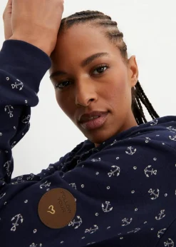 Damen bonprix Nachhaltigere Materialien|Kapuzensweatshirt mit Reißverschluss aus reiner Baumwolle