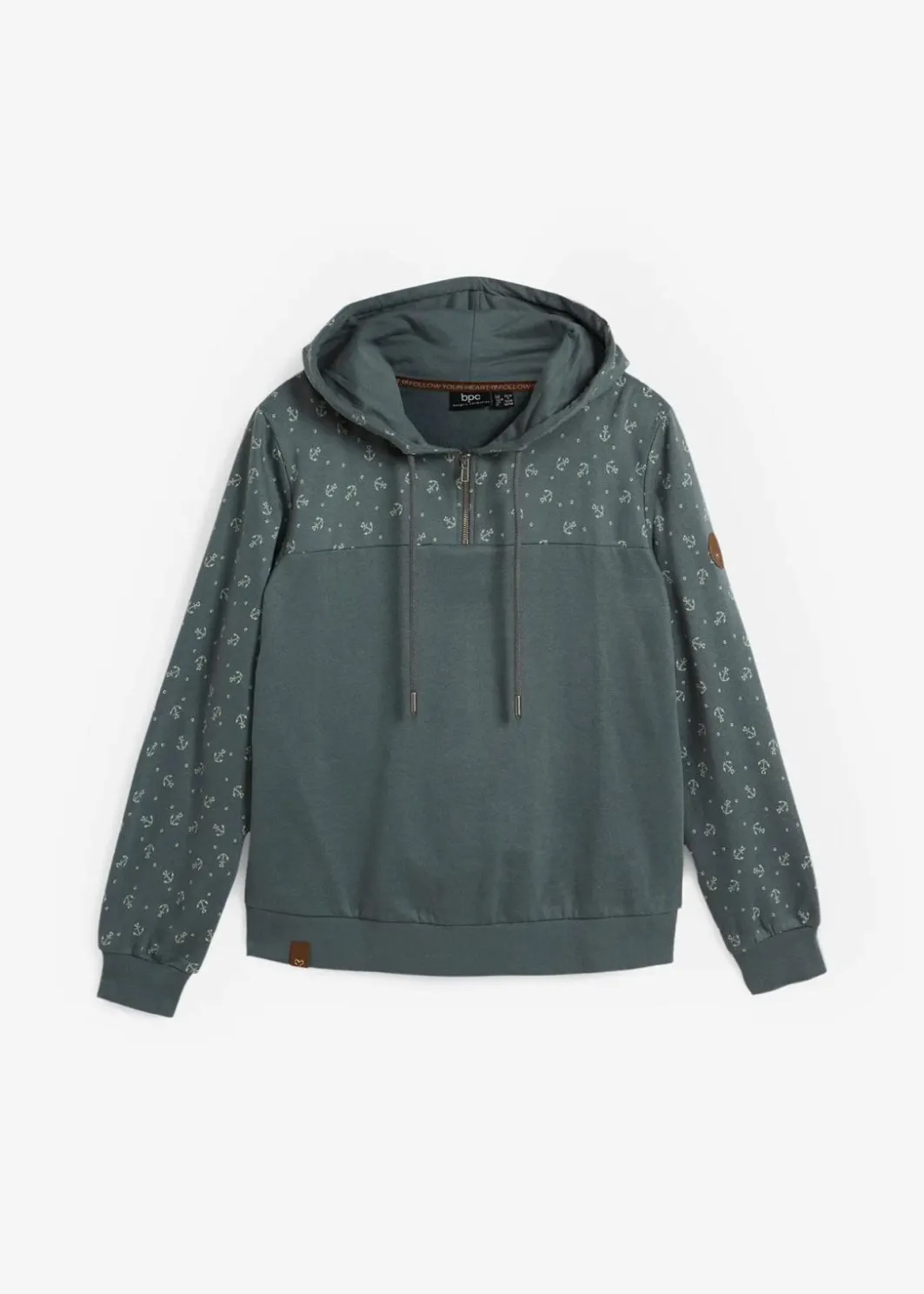 Damen bonprix Nachhaltigere Materialien|Kapuzensweatshirt mit Reißverschluss aus reiner Baumwolle