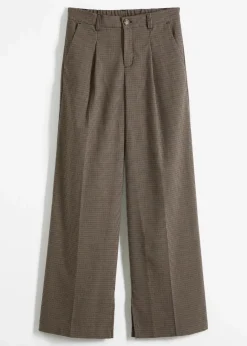 New Karierte Bundfaltenhose mit abnehmbarer Kette Damen Hosen