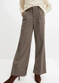 New Karierte Bundfaltenhose mit abnehmbarer Kette Damen Hosen