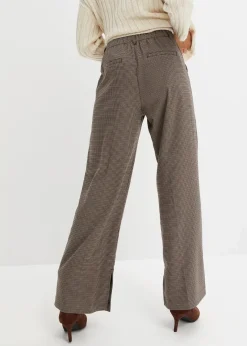 New Karierte Bundfaltenhose mit abnehmbarer Kette Damen Hosen