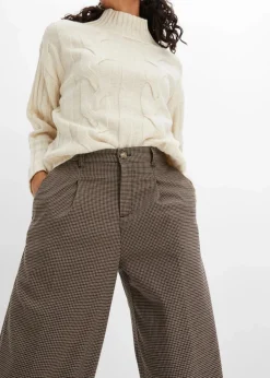 New Karierte Bundfaltenhose mit abnehmbarer Kette Damen Hosen