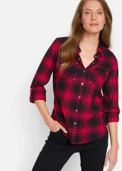 New Karierte Hemdbluse aus reiner Baumwolle Damen Bekleidung·Jacken & Mäntel|Blusen & Tuniken