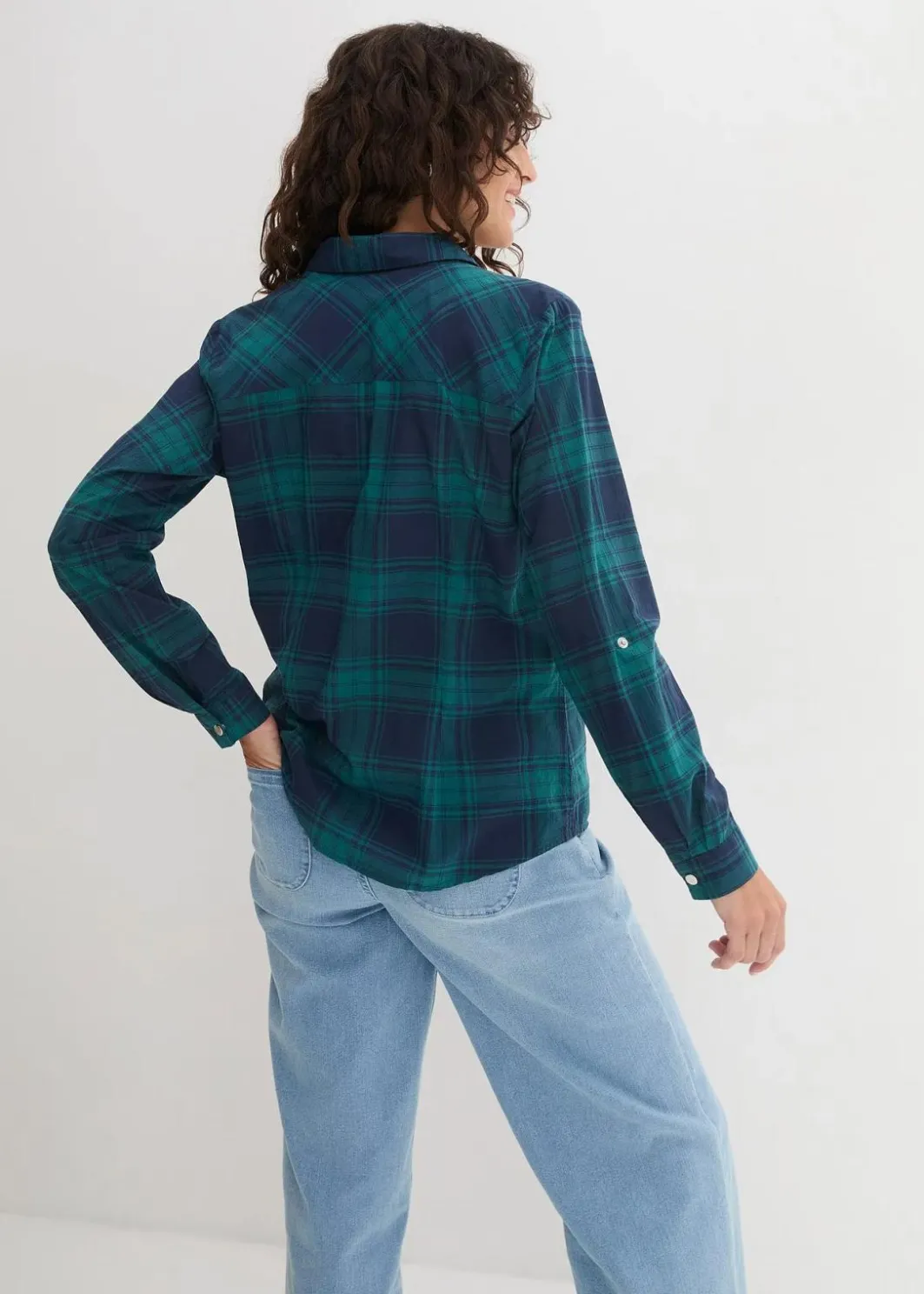 Damen bonprix Blusen & Tuniken|Bekleidung·Jacken & Mäntel|Karierte Hemdbluse aus reiner Baumwolle