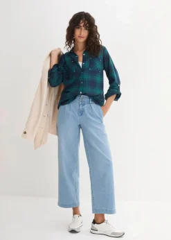 Damen bonprix Blusen & Tuniken|Bekleidung·Jacken & Mäntel|Karierte Hemdbluse aus reiner Baumwolle