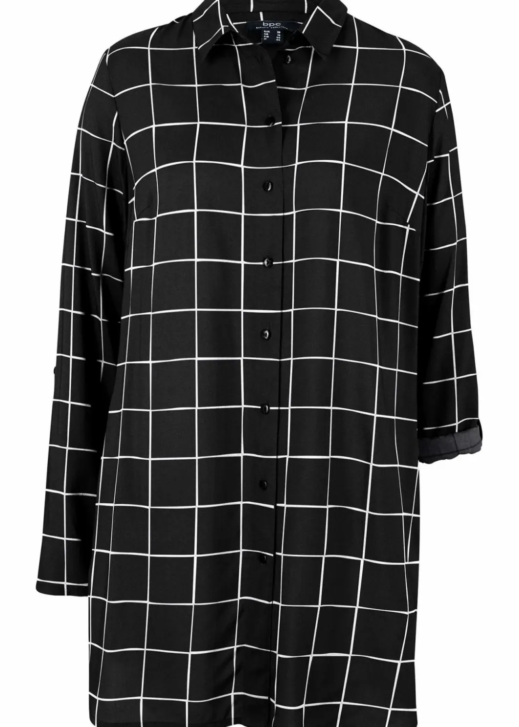 Clearance Karierte Longbluse mit Taschen Damen Bekleidung·Jacken & Mäntel|Blusen & Tuniken