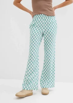 Best Karierte Marlenehose aus fließender Viskose Damen Bekleidung·Kleider|Hosen
