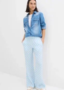 Damen bonprix Nachhaltigere Materialien|Hosen|Karierte Marlenehose aus fließender Viskose