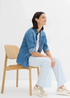 Damen bonprix Nachhaltigere Materialien|Hosen|Karierte Marlenehose aus fließender Viskose