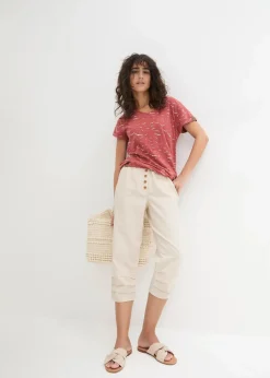 Damen bonprix Bekleidung·Kleider|Hosen|Karottenhose aus Leinen-Baumwollmischung