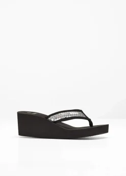 New Keilpantoletten mit Pailletten Damen Strandmode|Sommerschuhe