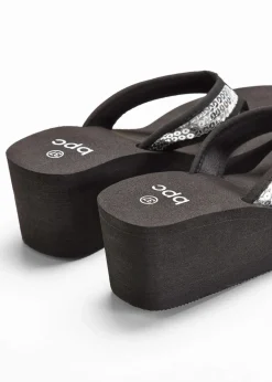 New Keilpantoletten mit Pailletten Damen Strandmode|Sommerschuhe