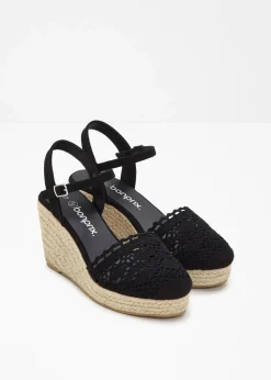 Discount Keilpumps in Häkel-Optik Damen Pumps