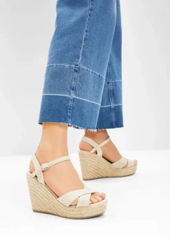 Sale Keilsandaletten in Bast-Optik Damen Sommerschuhe