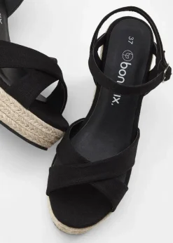 Damen bonprix Sommerschuhe|Keilsandaletten in Bast-Optik