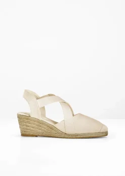 Damen bonprix Schuhe & Accessoires In Spezialgrößen·Schuhe In Übergröße|Schuhe & Accessoires In Spezialgrößen·Elastischer Schaft|Keilsandaletten mit elastischen Riemen